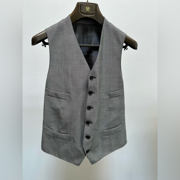 Tom Ford 3 Piece Suit Wool Peak Lapel Glen Plaid Check Jacket Vest Trousers 50R - Picture 6 of 15